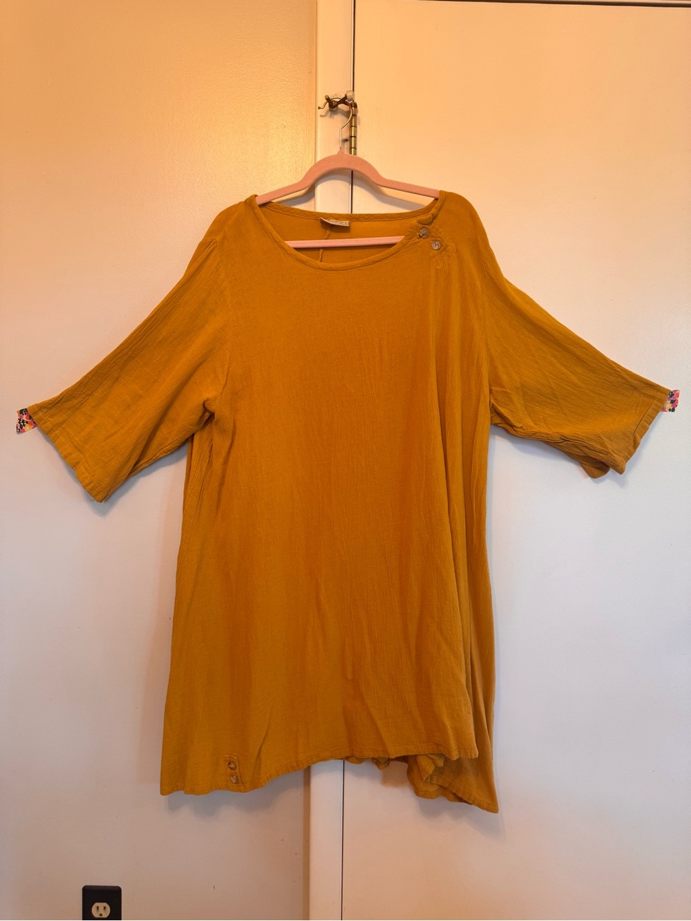 Cottonways Women's Mustard Button-Accent Tunic Top